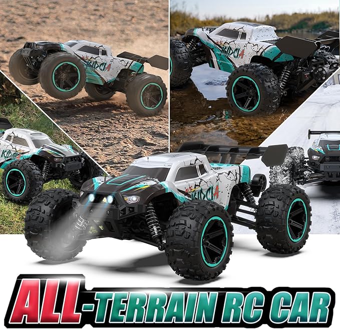 1:14 RC Cars Fast 60 KPH, 4WD All Terrain RC Truck with 60 Mins Runtime, High Speed Remote Control Car with 2S 2000 mAh Rechargeable Batteries, Off Road RC Cars for Adults and Teen Boy Gifts